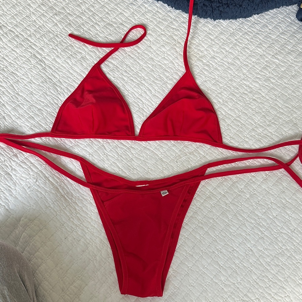 Chic Red Triangle Bikini Set